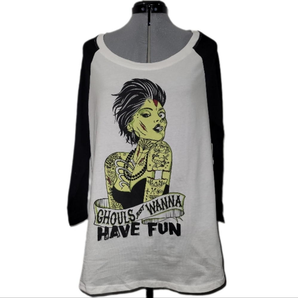 Torrid Ghouls Just Wanna Have Fun Baseball Tee Size 00